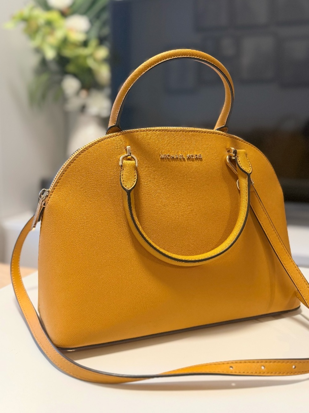 Michael Kors Emmy Dome Satchel Bag - Yellow